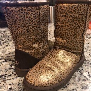 UGG Boots Light Metallic Leopard Calf Hair, Sz. 8